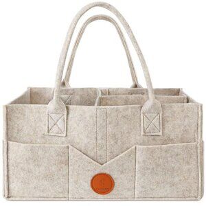 Baby Diaper Caddy Organizer Felt Storage Basket Nursery Changing Table Khaki